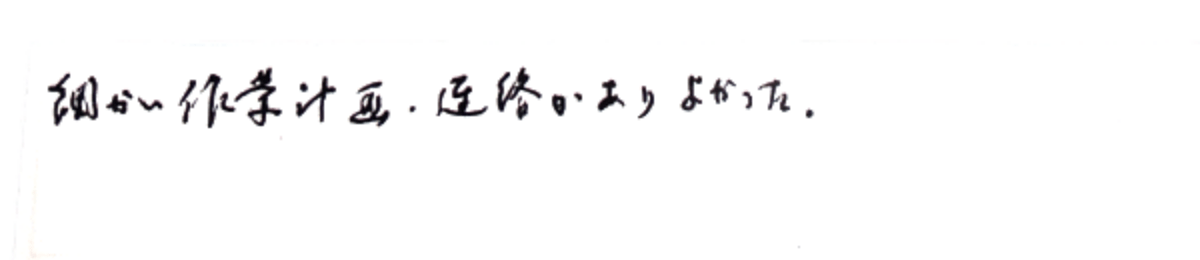 仕事が速い、親切丁寧